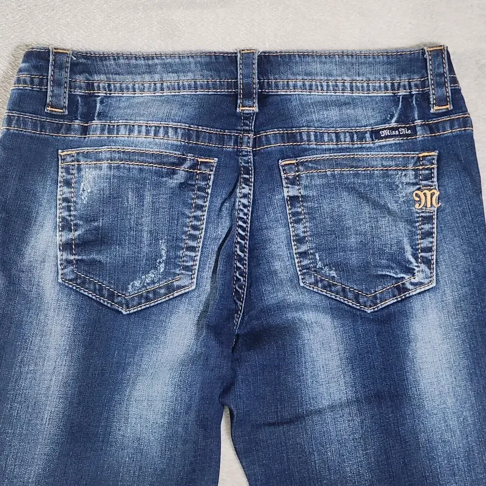 Miss Me Jeans Ankle Skinny Southwest Embroidered Stretch Medium Wash Womens 32 - Picture 5 of 14